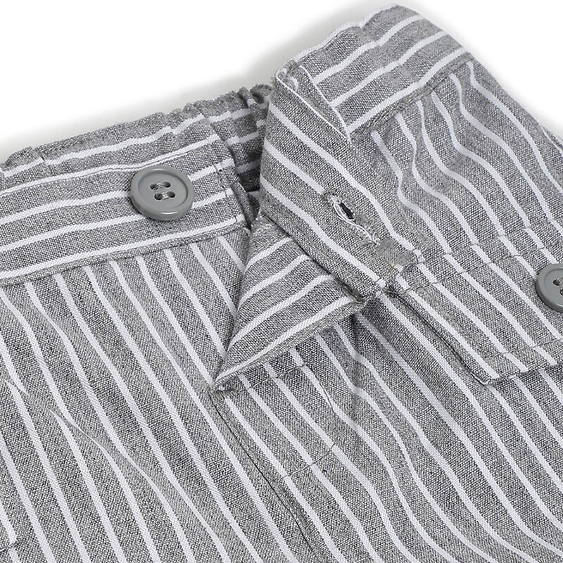 Boys Medium Grey Striped Shorts image number 2